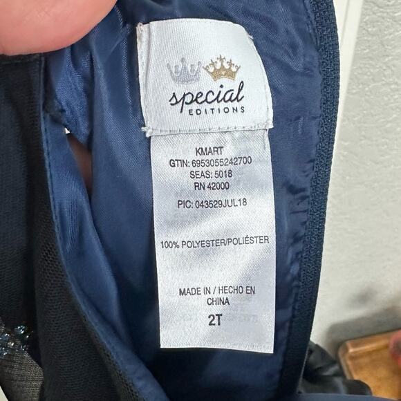 Special Editions Holiday Formal Dress Embellished Blue Black Size 2T - Picture 7 of 8